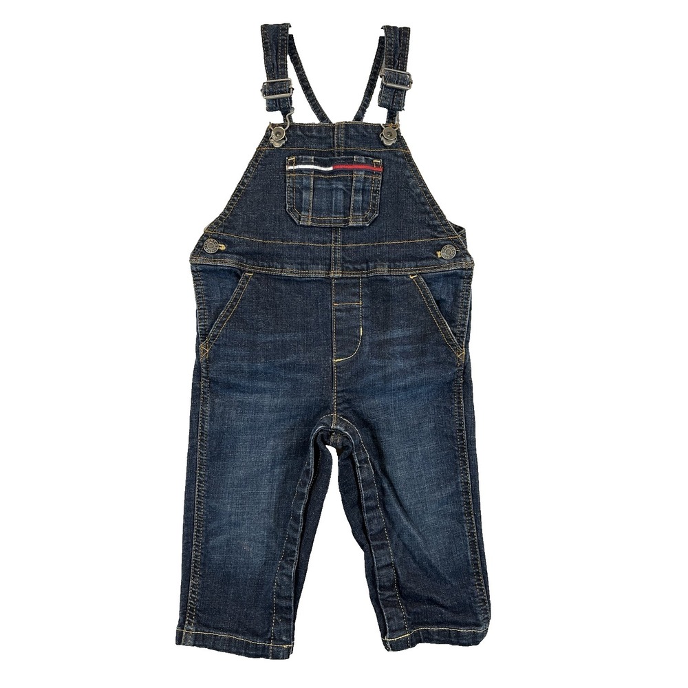 Tommy Hilfiger Overalls Denim Bib Coveralls Kids Toddler 18 Mo‎ Dark Wash Snap